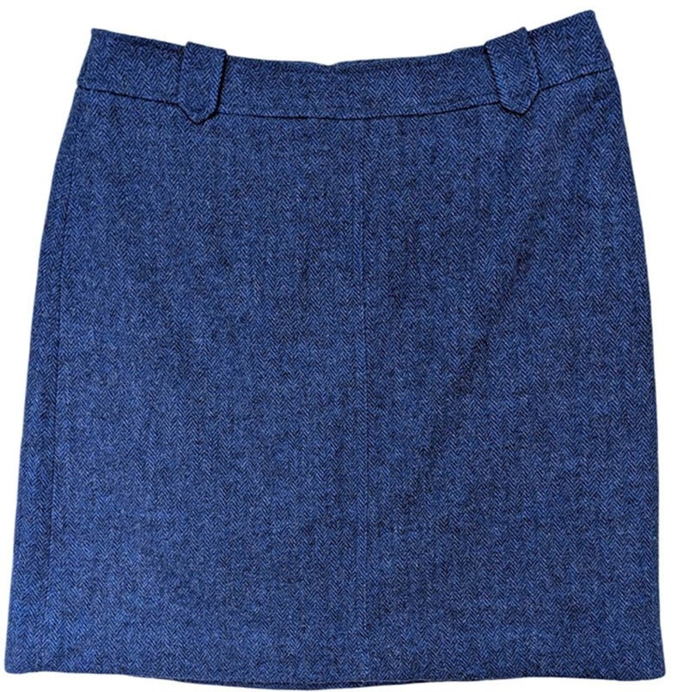 Talbots Wool Skirt Womens 8‎ Blue Herringbone Sloane Ranger Dark Academic Chic